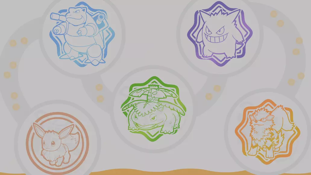 Life Coins reward medallions featuring Blastoise, Gengar, Venusaur, Eevee, and Arcanine in Pokemon Pokopia de Switch 2