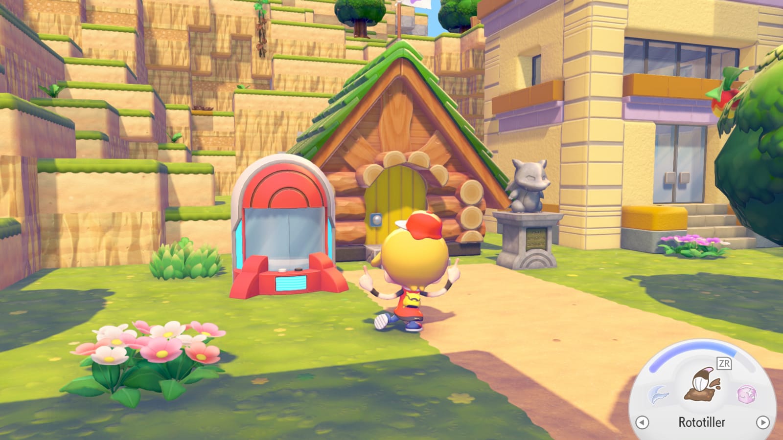 Portal Pod placed in a town in Pokémon Pokopia
