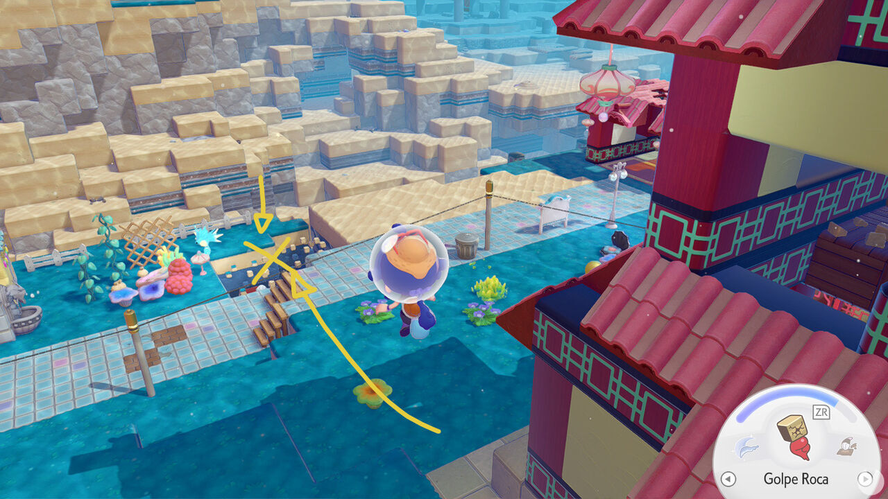 Breakable muddy floor in front of the red tower for Treasure Map No. 2